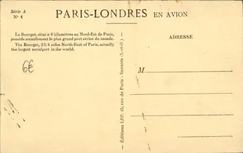 Ak Le Bourget Seine Saint Denis, Flughafen aus Vogelschau