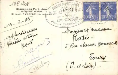 CPA Aspet Haute-Garonne, Arrivée de Autocar, Châlet des Pyrénées