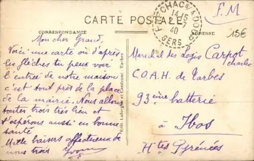 CPA Galiax Gers, Monument au Morts