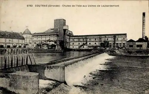 CPA Coutras Gironde, Chutes de l'Isle aux Usines de Laubardemont