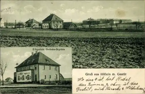Ak Höflein an der Hohen Wand Niederösterreich, Erbgericht Herbska-Orychta, Landschaft, Gestüt, Gr