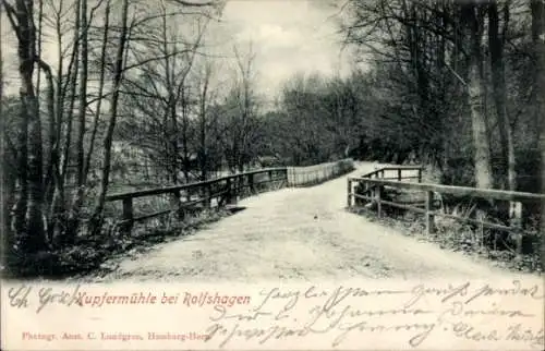 Ak Kupfermühle bei Rolfshagen Auetal in Schaumburg, Brücke, Wald