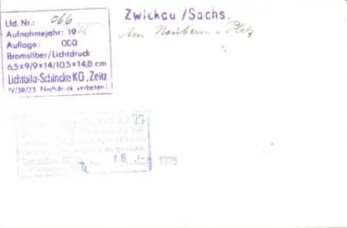 Foto Ak Zwickau, Neuberinplatz
