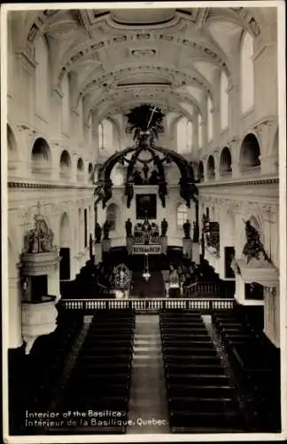 Ak Québec Kanada, Inneres der Basilika