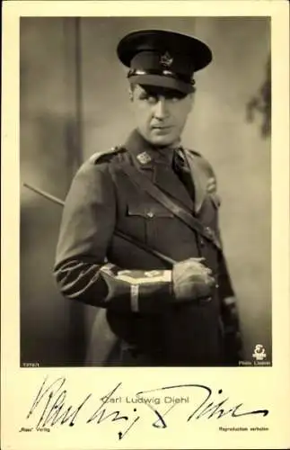 Ak Schauspieler Karl Ludwig Diehl, Portrait in Uniform, Filmkostüm, Ross Verlag 7370 1, Autogramm