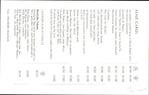 Ak Sänger René Carol, Autogramm, Polydor