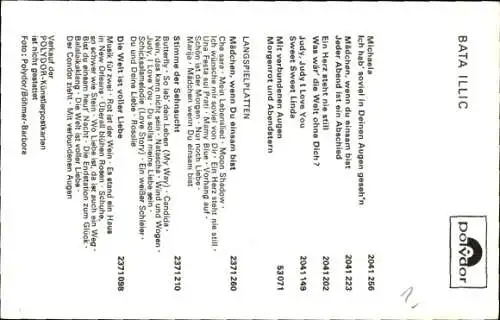 Ak Sänger Bata Illic, Portrait, Autogramm