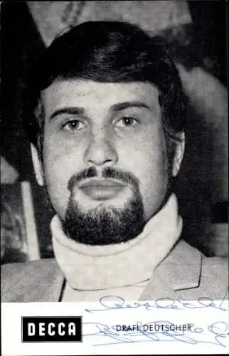Ak Sänger und Komponist Drafi Deutscher, Portrait, Autogramm, Decca