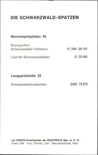 Ak Die Schwarzwaldspazen, Autogramm