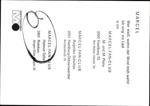 Foto Ak Sänger Marcel, Autogramm