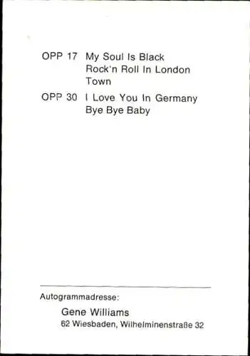 Foto Ak Sänger Gene Williams, Autogramm