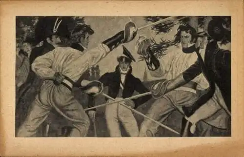 Studentika Ak Freiburg im Breisgau, Corps Rhenania, 108. Stiftungsfest 1920, Fechter, KSCV