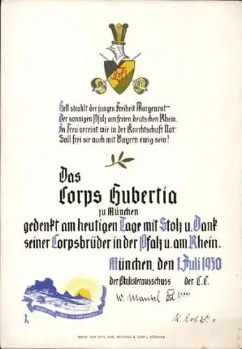 Studentika Ak München, Corps Hubertia, Philisterausschuss 1930, Wappen, KSCV