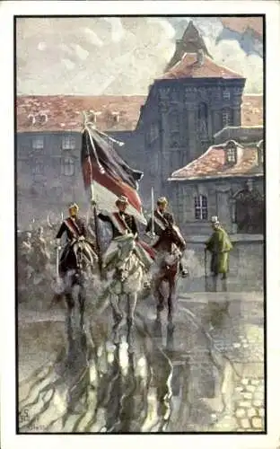 Studentika Künstler Ak Dortmund, Studentische Reiter bei einem Festzug, KSCV