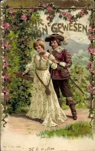 Präge Litho Liebespaar, Traurige Frau, Abschied