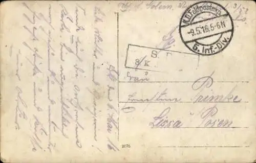 Foto Ak Drei deutsche Soldaten in Uniform, 5. Inf. Div.