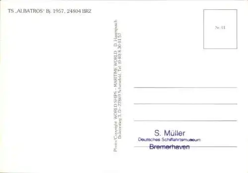 Ak Bremerhaven, Passagierschiff Albatros auf hoher See