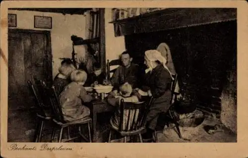 Ak Brabantsch-Dorpsleven, Familie beim Essen