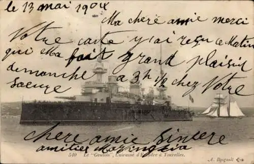 CPA Marine militaire Francaise, Gaulois, Cuirassé d'Escadre à Tourelles