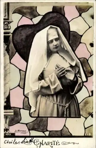 Ak Betende Nonne, Porträt
