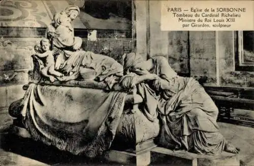 Ak Paris I Louvre, Grabmal von Kardinal Richelieu in der Kirche Sorbonne, Paris
