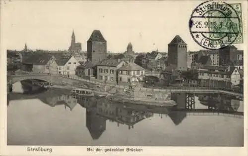 Ak Strasbourg Straßburg Elsass Bas Rhin,  Bei den gedeckten Brücken