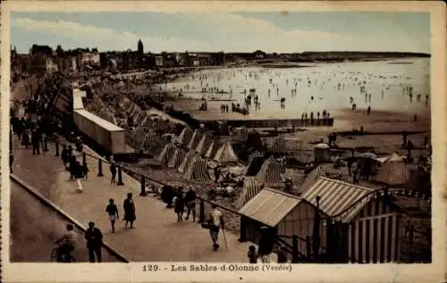 Ak Les Sables d'Olonne Vendée, Strand, Promenade