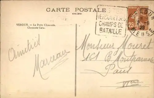 Ak Verdun Meuse, Blick zum Tor, Brücke