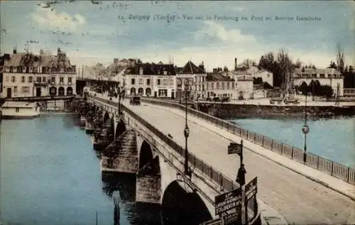 Ak Joigny Yonne, Brücke, Avenue Gambetta