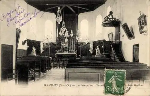 Ak Gambais Yvelines, Innenraum der Kirche