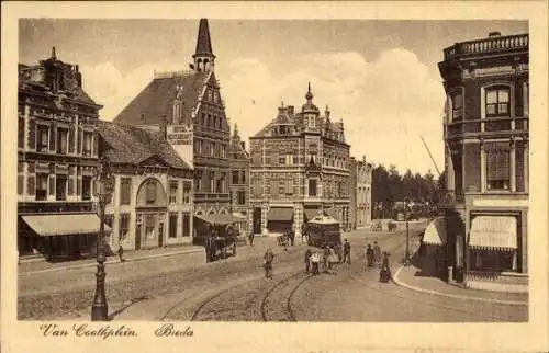 Ak Breda Nordbrabant Niederlande, Straßenansicht mit Hotel van Coothphin und Straßenbahn.