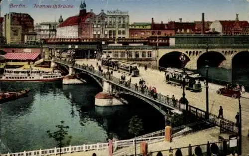 Ak Berlin, Jannowitzbrücke, Salondampfer, Straßenbahnen, Auto