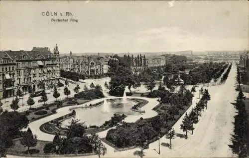 Ak Köln am Rhein, Stadtansicht mit parkähnlicher Anlage, Deutsche Ring, Brunnen