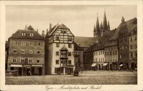 Ak Cheb Eger Region Karlsbad, Marktplatz, Stöckl