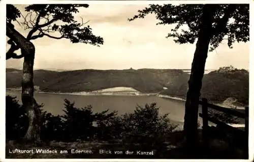 Ak Waldeck am Edersee Hessen, Luftkurort  Blick von der Kanzel, malerische Landschaft