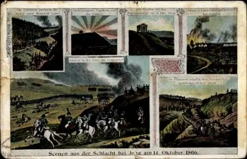 Ak Jena in Thüringen, Schlacht bei  deutsche Soldaten, Napoleons Truppen, Szenen der Schlacht