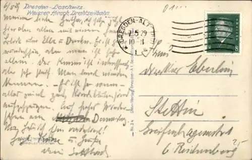 Ak Dresden Loschwitz, Weißer Hirsch, Drahtseilbahn