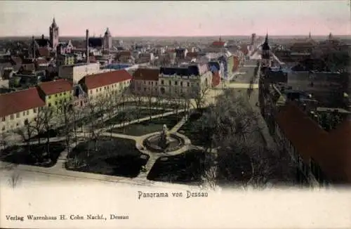 Ak Dessau in Sachsen Anhalt, Panorama von  Stadtansicht, Parkanlage, Gebäude, historische Arch...