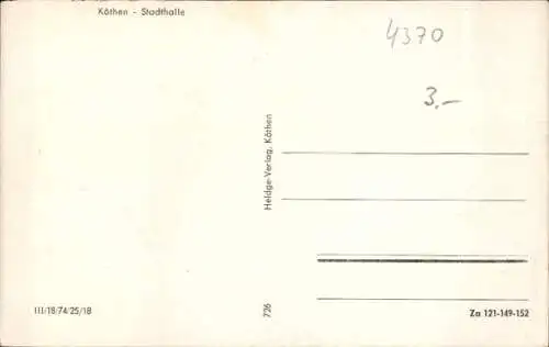 Ak Köthen in Anhalt, Stadthalle