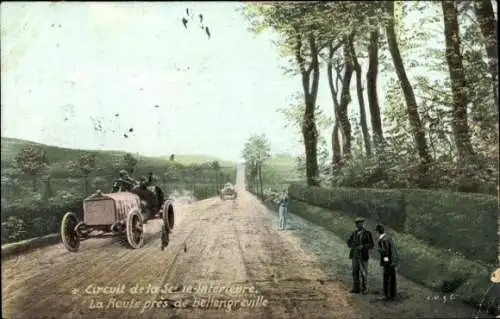 Ak Seine Maritime, Circuit de la Seine Inferieure, la Route pres de Bellengreville, Automobil