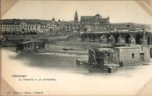 Ak Córdoba Andalusien Spanien, El Puente y la Catedral
