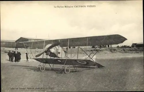 CPA Biplan Militaire Caudron Freres