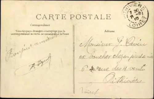 Ak Circuit de l'Est d'Aviation 1910, Legagneux sur Biplan H. Farman, Pilot
