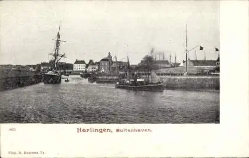 Ak Harlingen Friesland Niederlande, Außenhafen