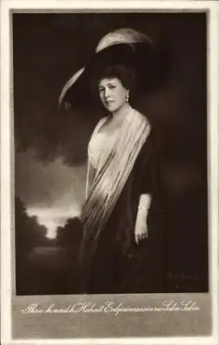 Ak Erbprinzessin zu Salm Salm, Portrait, Federhut