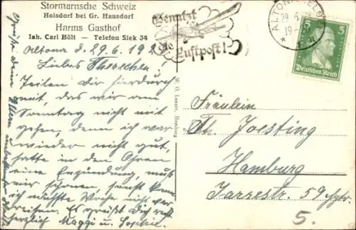 Ak Hoisdorf in Schleswig-Holstein, Harms Gasthof