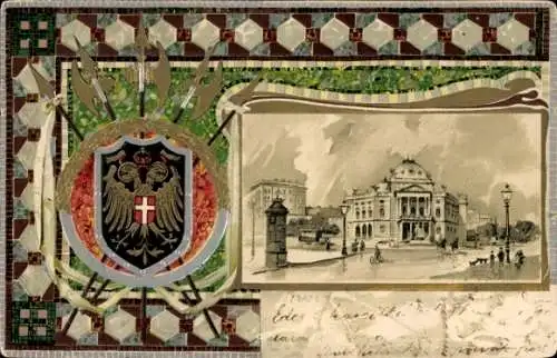 Präge Wappen Litho Wien, Deutsches Volkstheater