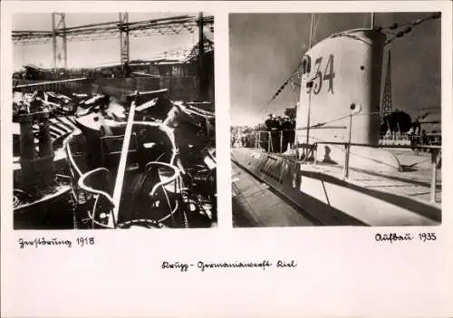 Ak Deutsches Unterseeboot, U-Boot aus der Germaniawerft Kiel