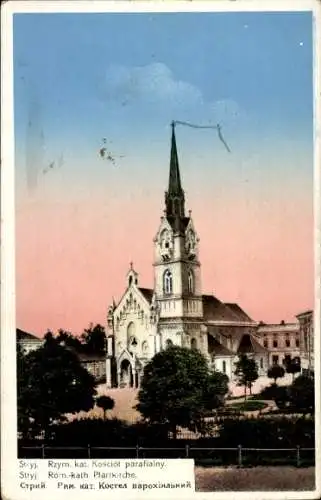 Ak Stryj Stryi Ukraine, Römisch katholische Pfarrkirche