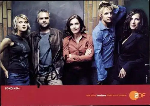 Ak Schauspieler Jophi Ries, Mike Hoffmann, Kerstin Landsmann, Gundula Rapsch, SOKO Köln, Autogramm